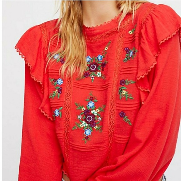 Free People Tops - FREE PEOPLE AMY EMBROIDERED TOP (NWT)
